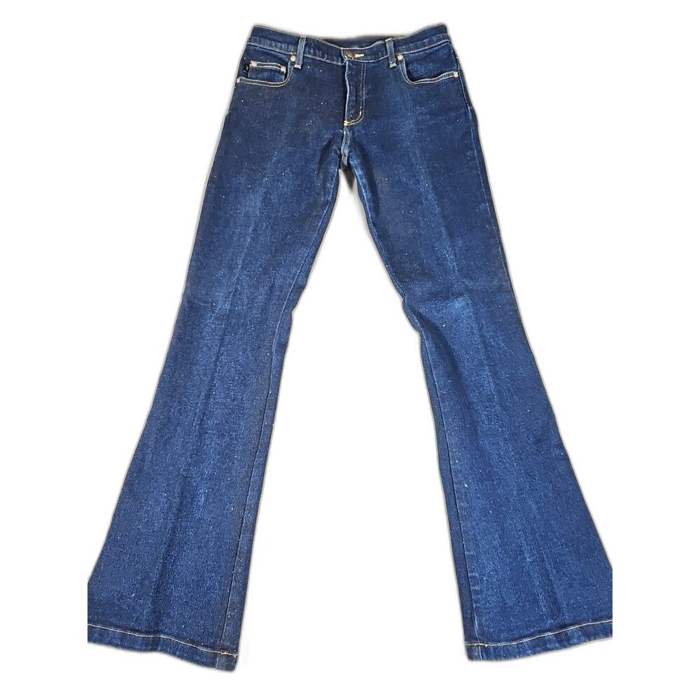 Playboy Jeans Rare Womems Size 7 Rabbit Head Sparkle Flared Denim Vintage Y2K